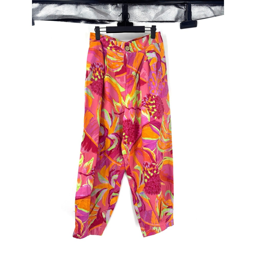 Farm Rio Patterned Tropical Wide Leg High Rise Summer Colorful Pant - Picture 2 of 5